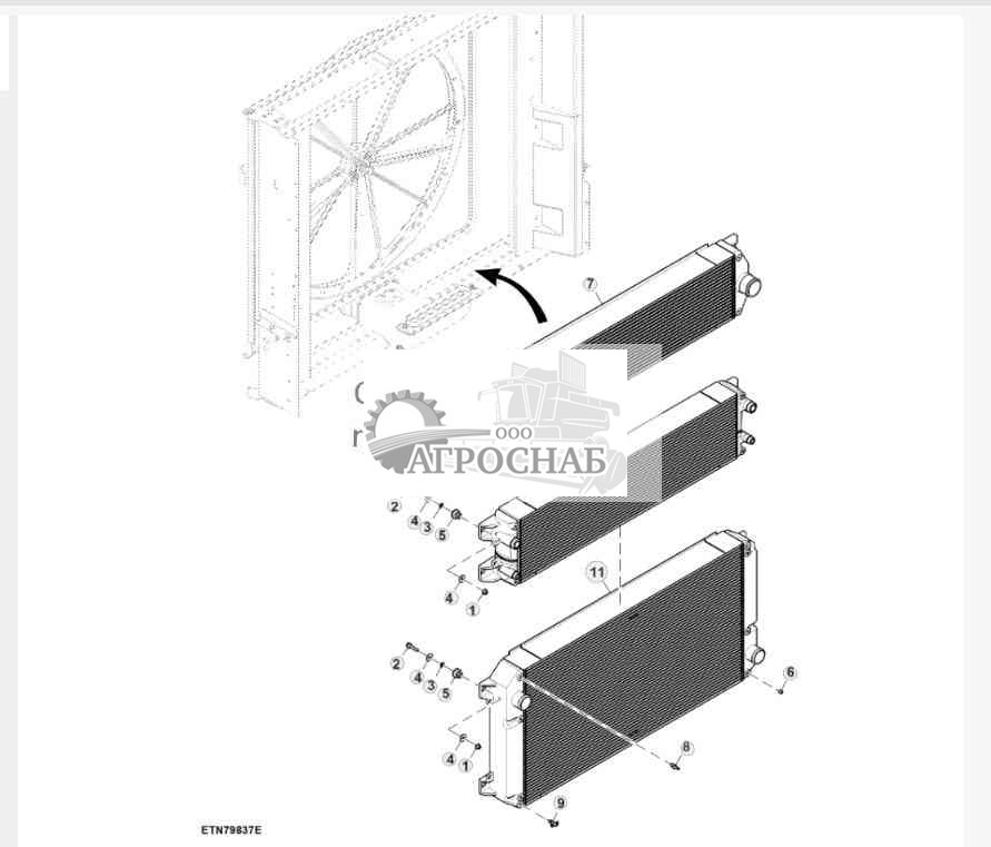Охладитель наддувочного воздуха, радиатор и охладитель масла, Final Tier 4 